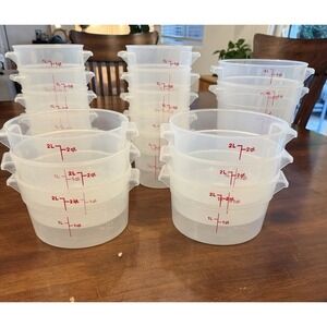 Cambro Food Storage Containers Clear Round Plastic 1, 2 & 4 Qt Lot of 18